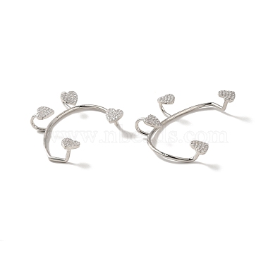 Clear Cubic Zirconia Heart Cuff Earrings(EJEW-K093-26P)-3