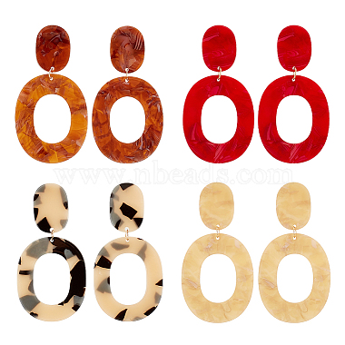 Mixed Color Oval Acrylic Stud Earrings