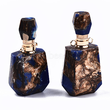Assembled Synthetic Bronzite and Lapis Lazuli Openable Perfume Bottle Pendants(X-G-S366-059A)-4