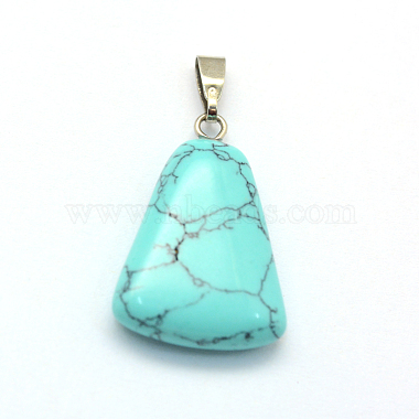 Trapezoid Dyed Synthetic Turquoise Pendants(G-Q359-02)-2