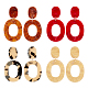 4 Pairs 4 Colors Hollow Oval Acrylic Dangle Stud Earrings for Women(EJEW-AN0004-36)-1