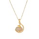 Clear Cubic Zirconia Bunny with Crescent Moon Pendant Necklace(JN1074A)-1