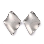 304 Stainless Steel Pendants, Twist Rhombus, Stainless Steel Color, 28x18x2mm, Hole: 1.8mm(STAS-P282-06P)