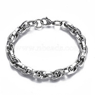 201 Stainless Steel Rope Chain Bracelet for Men Women, Stainless Steel Color, 9-1/8 inch(23cm)(BJEW-S057-74)