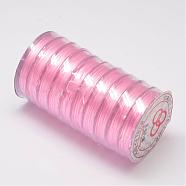 Flat Elastic Crystal String, Elastic Beading Thread, for Stretch Bracelet Making, Pearl Pink, 0.8mm, about 10.93 yards(10m)/roll(EW-O001-02D)