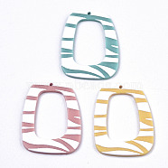 Opaque Printed Acrylic Pendants, Trapezoid, Mixed Color, 41x31x2~3mm, Hole: 1.5mm(MACR-N011-005-E)