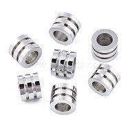 316 Surgical Stainless Steel European Beads, Large Hole Beads, Column, Stainless Steel Color, 10x8mm, Hole: 6mm(STAS-N097-068)