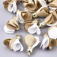 Cloth Pendants, with CCB Plastic, Two Tone, Flower, Golden, Navajo White, 24~27x15~25mm, Hole: 1.6mm(FIND-S300-07L)