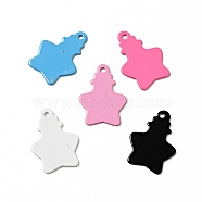 Spray Painted 201 Stainless Steel Pendants, Star Shaped Bottle Charm, Mixed Color, 18x13x1mm, Hole: 1.2mm(STAS-G304-02)