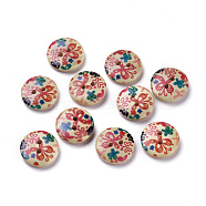 Lovely 2-hole Basic Sewing Button, Wooden Buttons, Colorful, about 15mm in diameter, 100pcs/bag(NNA0YW1)