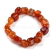 Dyed & Heated Natural Agate Nugget Beaded Stretch Bracelets, Tomato, Inner Diameter: 2 inch(5.2cm)(BJEW-H238-01C)
