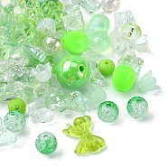 Opaque & Transparent Acrylic Beads, Mixed Shapes, Light Green, 7.5~33x7.5~43.5x4.5~16mm, Hole: 1.2~4mm, about 50g/bag(MACR-YW0002-01D)
