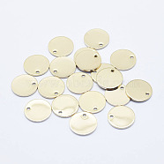 Brass Charms, Long-Lasting Plated, Nickel Free, Flat Round, Real 18K Gold Plated, 12x1mm, Hole: 1.5mm(KK-G331-94G-NF)