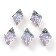 Embossed Glass Rhinestone Pendants, Rhombus, Faceted, Vitrail Light, 19x12x6mm, Hole: 1.5mm(GLAA-J101-04B-001VL)