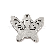 201 Stainless Steel Pendants, Butterfly Charms, Stainless Steel Color, 11x13x1mm, Hole: 1mm(STAS-E176-11P)