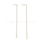 Ion Plating(IP) 304 Stainless Steel Stud Earring Finding, with Hole, Ear Thread, Golden, 109x1x0.4mm, Hole: 1.7mm, Pin: 0.7mm(X-STAS-E161-07G)