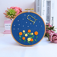 Flower & Constellation Pattern 3D Bead Embroidery Starter Kits, including Embroidery Fabric & Thread, Needle, Instruction Sheet, Gemini, 200x200mm(DIY-P077-083)