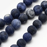 Natural Sodalite Beads Strands, Frosted, Round, 6mm, Hole: 0.8mm, about 60pcs/strand, 14.1 inch(G-D682-6mm)