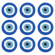Evil Eye Pattern Cloth Computerized Embroidery Iron On/Sew On Patches, Blue, 61x1.5mm(PATC-WH0011-14)