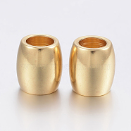 304 Stainless Steel Beads, Barrel, Golden, 11x10mm, Hole: 6mm(X-STAS-F155-21G)