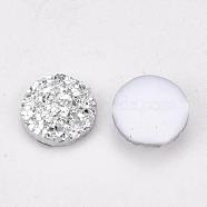 Resin Cabochons, Imitation Druzy Agate, Flat Round, Silver, 12x3mm(X-CRES-Q191-HA027-2)