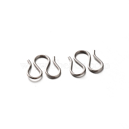 201 Stainless Steel S-Hook Clasps, M Clasps, Stainless Steel Color, 9.5x10.5x0.5mm(STAS-E088-25)