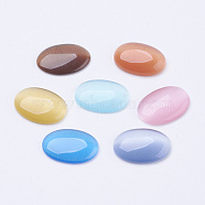 Cat Eye Cabochons, Oval, Mixed Color, 18x13x2.5~3.5mm(CE-J005-13x18mm-M)