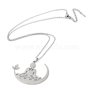 201 Stainless Steel Yoga Human Pendant Necklace with Cable Chains, Stainless Steel Color, 17.72 inch(45cm)(NJEW-Q317-09P)