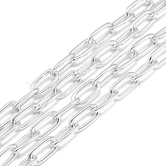 Aluminum Paperclip Chains, Drawn Elongated Cable Chains, Unwelded, Oval, Gainsboro, 15.5x7.5x2mm(CHA-S001-079)