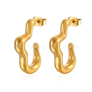 304 Stainless Steel Stud Earrings, Half Hoop Earrings, Cloud, Golden, 19x18mm(NX6000-02)