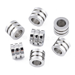 Non-Tarnish 316 Surgical Stainless Steel European Beads, Large Hole Beads, Column, Stainless Steel Color, 10x8mm, Hole: 6mm(STAS-N097-068)