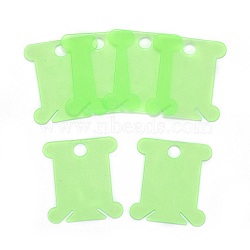 Plastic Thread Winding Boards, Floss Bobbins, for for Cross Stitch Embroidery Cotton Thread Craft DIY Sewing Storage, Bone, Lawn Green, 38x35x1mm, Hole: 6.7mm(TOOL-B005-01D)