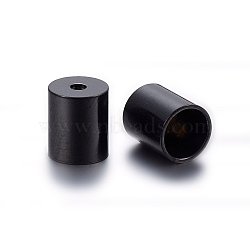 304 Stainless Steel Cord Ends, End Caps, Column, Electrophoresis Black, 7x6mm, Hole: 1.5mm, Inner Diameter: 5mm(STAS-H467-09B-5mm)