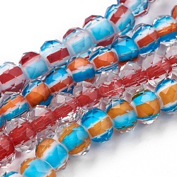 Handmade Lampwork Beads Strands, Faceted, Rondelle, Mixed Color, 9~10x6~7mm, Hole: 0.8~3mm, about 57pcs/strand, 14.9 inch(38cm)(LAMP-F014-F-A)