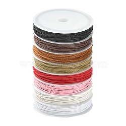 8 Rolls 8 Colors Waxed Cotton Cords, Multi-Ply Round Cord, Macrame Artisan String for Jewelry Making, Mixed Color, 1mm, about 7 Yards(6.8m)/Roll, 1 roll/color(YC-YW0001-04)