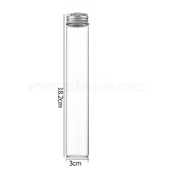 Clear Glass Bottles Bead Containers, Screw Top Bead Storage Tubes with Aluminum Cap, Column, Silver, 3x18cm, Capacity: 100ml(3.38fl. oz)(CON-WH0085-75J-01)