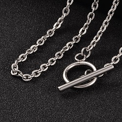 304 Stainless Steel Cable Chain Necklaces, with Toggle Clasps, Stainless Steel Color, 16.9 inch(43cm)(X-NJEW-JN01471)