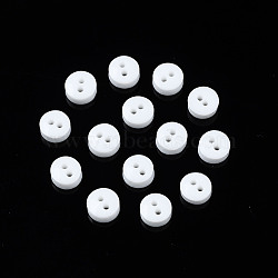DIY Handcraft Buttons For Dolls Clothes, Flat Round, Resin Button, White, 6mm(NNA0VCY-02)