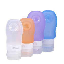 BENECREAT Creative Portable Silicone Travel Points Bottle Sets, with Sucker, for Shower, Shampoo, Cosmetic, Emulsion Storage, Mixed Color, 37ml/60ml, 4pcs/set(MRMJ-BC0001-05)