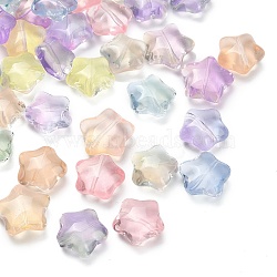 Transparent Glass Beads, Star, Mixed Color, 15~17x16~17.5x8mm, Hole: 1.2mm(X-GLAA-B029-01A)
