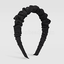 Hair Accessories, Plain, Thin Silk Stain Cloth Hair Bands, Black, 150x125x31mm(OHAR-PW0001-188B)