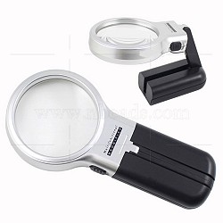 ABS Plastic Foldable Magnifier, with Acrylic Optical Lens, LED Lamp, Black, Magnification: 3X, Lens: 63mm, 163x74x20mm(TOOL-I0004-09)