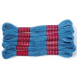 6 Skeins 6-Ply Embroidery Foss, Luminous Polyester Cord, Embroidery Thread, Deep Sky Blue, 0.5mm, 8m/skein(LUMI-PW0004-038B)