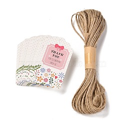 Paper Hang Gift Tags, with Jute Twine, Thanksgiving Themed, Bowknot Pattern, 7x4x0.03cm, Hole: 5mm, 50pcs/bag(CDIS-P006-A04)