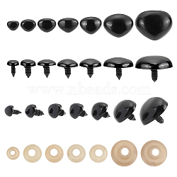 GOMAKERER 140 Sets 7 Styles Plastic Craft Noses for Doll Making, with Spacer, Triangle, Black, 9~28x11~35x15~23.5mm, 20 sets/style(KY-GO0001-07)