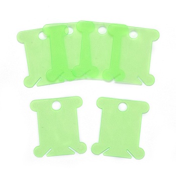Plastic Thread Winding Boards, Floss Bobbins, for for Cross Stitch Embroidery Cotton Thread Craft DIY Sewing Storage, Bone, Lawn Green, 38x35x1mm, Hole: 6.7mm