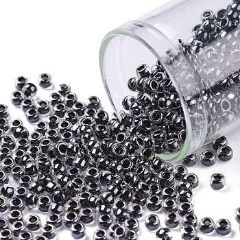 TOHO Round Seed Beads, Japanese Seed Beads, (344) Inside Color Crystal/Black, 8/0, 3mm, Hole: 1mm, about 10000pcs/pound