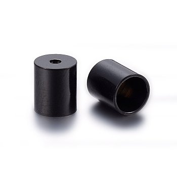 304 Stainless Steel Cord Ends, End Caps, Column, Electrophoresis Black, 7x6mm, Hole: 1.5mm, Inner Diameter: 5mm