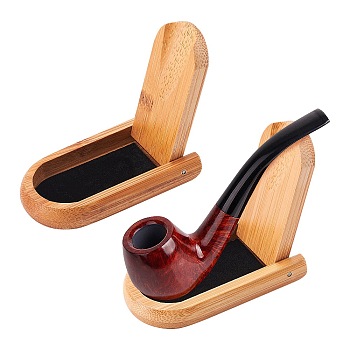 Bamboo Foldable Bamboo Tobacco Pipe Stand Holder Display, with Velet, BurlyWood, 76x41x12mm, Inner Diameter: 56x30mm