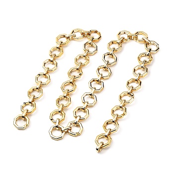 CCB Plastic Boston Link Chains, Octagon, Gold, link: 25x25x6mm, 39.97(1m) long